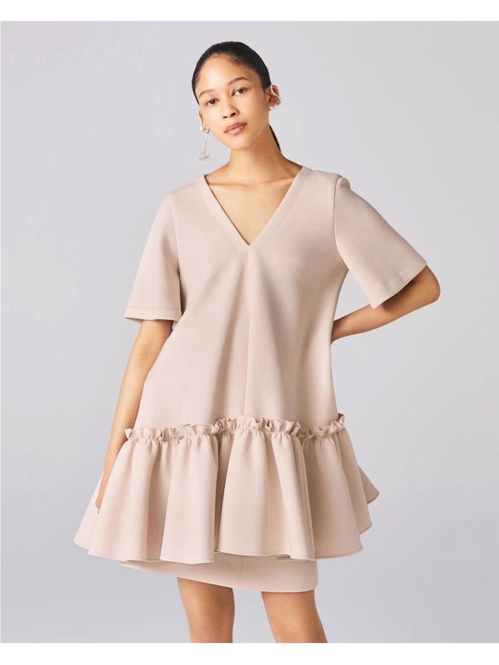 NWT $895 ADEAM INTERMIX "SUNFLOWER" DRAMATIC TUNIC TOP DRESS in LINEN BEIGE L
